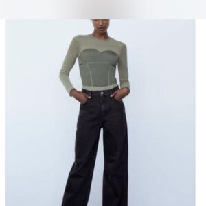 Zara Mesh Long Sleeve Top in Gray